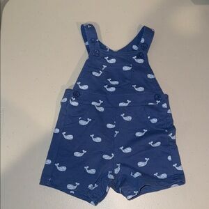 Navy Whale Pattern Kids Overalls